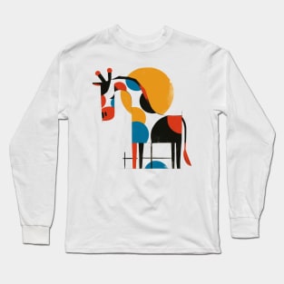 Picasso Style Giraffe and Sunset Long Sleeve T-Shirt